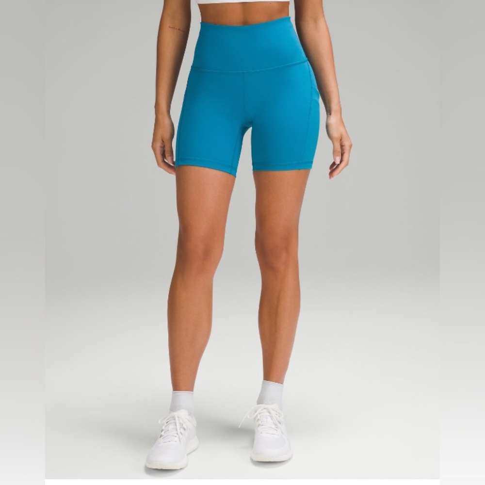 Lululemon Wunder Train High Rise Short with Pockets 6” blue Hawaiian 4